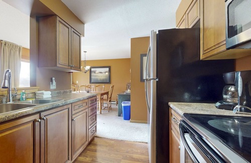 Ludlow Condo | Ski-in/out Condo on Bull Run Trail with fireplace, & full kitchen