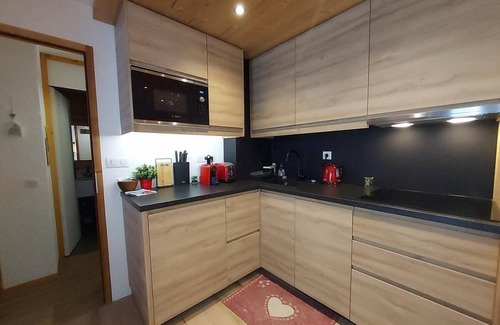 Les Avanchers-Valmorel Apartment | Ski-in/ski-out & foot of the slopes, Ground floor, view building, terrace, tv, ski locker, 31m²
