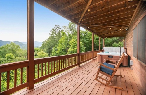 Sylva Cabin | Smoky Mountain home with sauna, hot tub, multi-level deck & mountain views