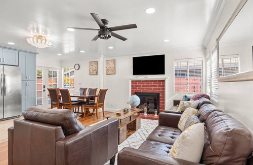 Goleta House | Spacious, single-level home with a large yard, gas fireplace, & washer/dryer