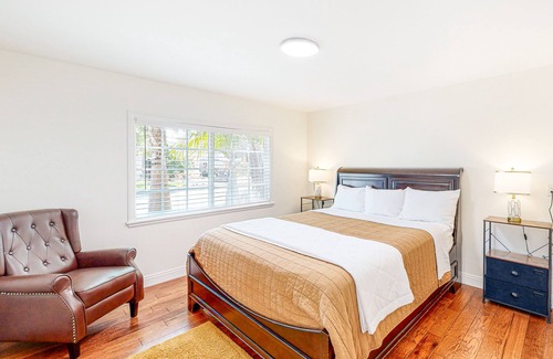 Goleta House | Spacious, single-level home with a large yard, gas fireplace, & washer/dryer
