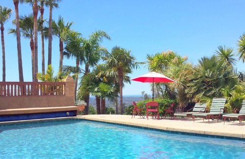 Mission Canyon House | Spanish Mission Home with Pool - Away from Coastal Fog, in Quiet Neighborhood.
