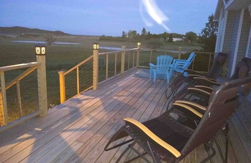 Lubec Cottage | Spectacular beachfront with epic views, beautiful lit-up deck for sunset dining!