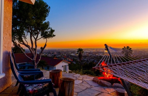 Whittier House | Spectacular LA Home With Breath Taking Views outdoor Jacuzzi and waterfall