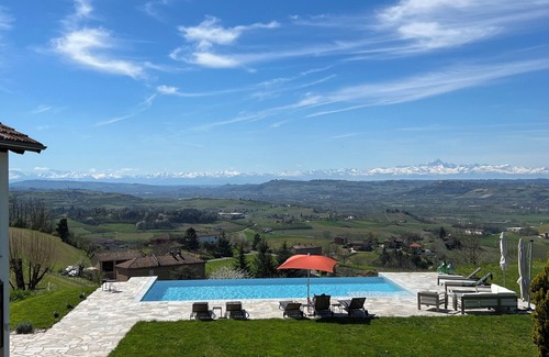 Costigliole d'Asti Villa | Spectacular views of UNESCO Castles, Langhe valley, French, Italian & Swiss alps