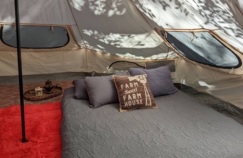 Telogia RV Rental | Stay in our Cozy Tent and Camp with the Goats!
