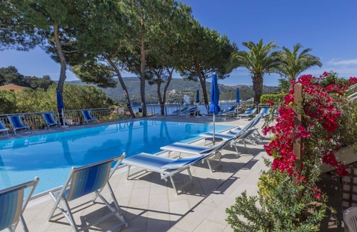 Porto Azzurro Apartment | Studio 4 with sea view pool in a panoramic position above the village of Porto Azzurro