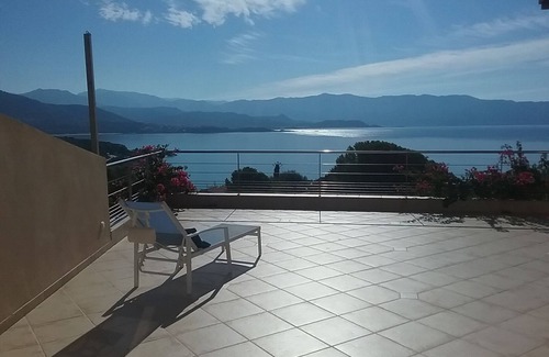 Vico Apartment | Studio in villa with large terrace and wonderful sea view. 400m from the sea.