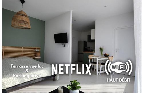 Lugrin Apartment | Studio lumineux avec grande terrasse et vue lac, Parking privé