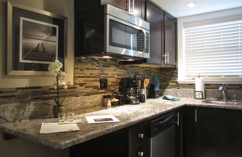 Lakeside Park Cabin | Studio with larger kitchenette, fireplace, and nearby attractions