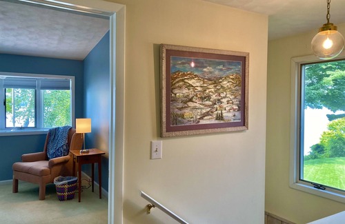 Ludington House | Stunning view of Hamlin Lake, w/deck, fire-pit, screened in porch. Sleeps 6.