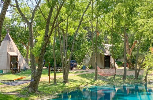 Seguin Cottage | Teepee 0 is a Cozy Teepee at Geronimo Creek Retreat with Kitchenette