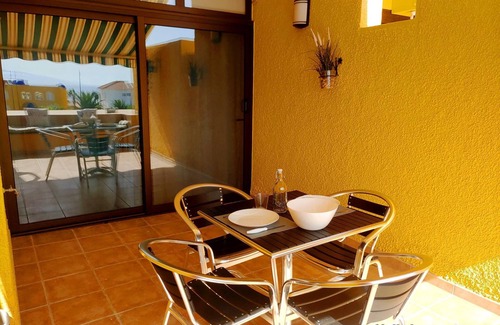 Santiago del Teide Apartment | Terrace, sea view, WiFi, A/C, swimming pool, 50 mts. from the beach