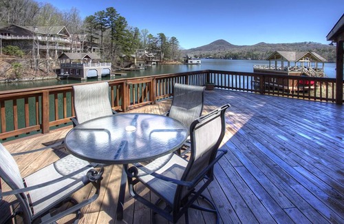 Clarkesville House | The Cove at Lake Burton | Vintage Lakefront Home with Covered Boathouse Deck
