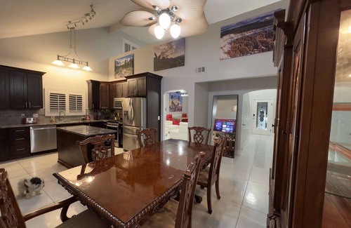 Las Vegas House | The Stone Sanctuary Northwest: Heated* Pool, Projector, Arcade Game, Billiards, Family Park Adjacent