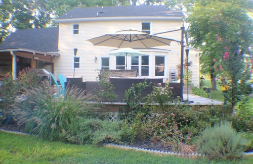 Randolph County Bed & Breakfast | The vanilla house has a large deck with fountain and very nice porch.