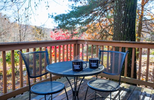 Lyndhurst Apartment | Three Ridges Cabin-kitchen, fireplace, jacuzzi