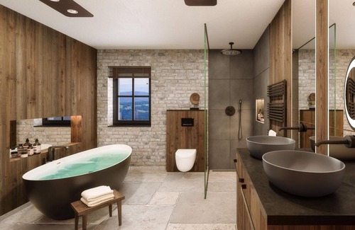 Albeck House | Tomtegl-Bergchalet No.8 mit Privatsauna, Infinitypool, Kamin, Fitnessraum, 1500m Seehöhe