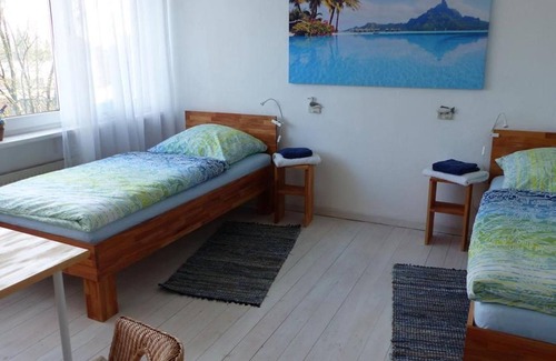 Kiel Apartment | Twin room No. 1, shared shower/shared toilet - guest room view of the countryside