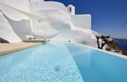 Firostefani Villa | Villa Etheras, heated private pool, 2 bedrooms, amazing views of the caldera