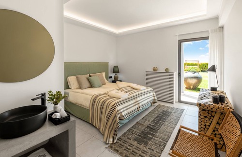 Chorafakia Villa | Villa Shanti with Panoramic Sunset Near Sandy Beach Kalathas