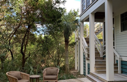 East Beach House | Visit Bald Head Island in March. Peaceful porches with stunning ocean view!