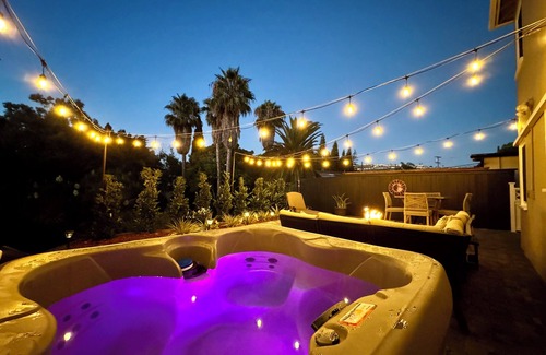 San Clemente Apartment | Walk to beach-private yard w/spa, fire pit, AC & more in downtown San Clemente!