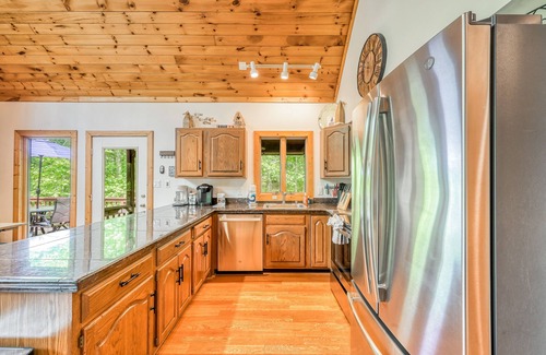 Mineral House | Waterfront cabin with private dock, hot tub, sundeck, outdoor areas, & W/D