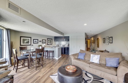 Charlevoix Condo | Waterfront Condo in Downtown Charlevoix | Pool, Hot Tub, Sauna | Sleeps 4