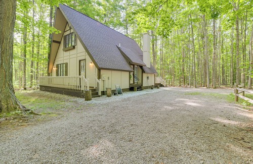 Mancelona Cabin | Woodsy A-Frame Cabin w/Lakes of the North Access