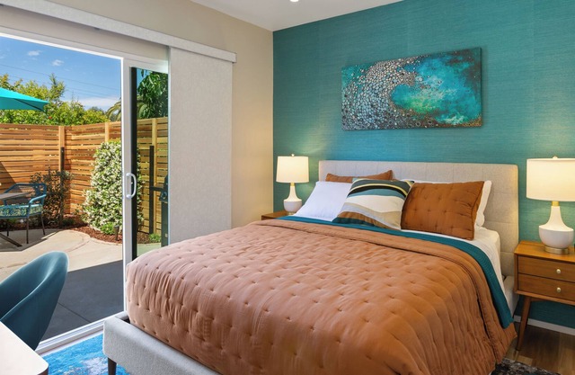 1 bedroom, 1 bath, full kitchen, private patio, entire space