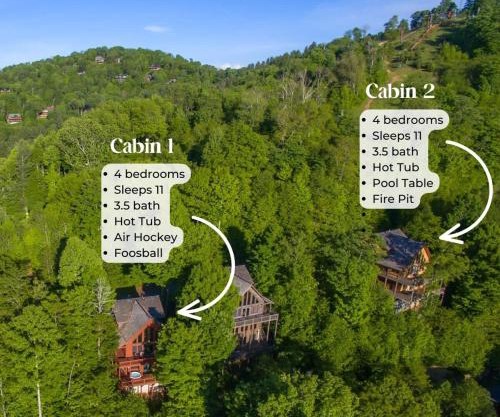 2 Cabins ~ Sleeps 22 ~ 100 Feet Apart ~ Ski in out