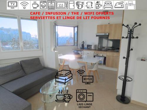 37m2 lumineux face gare SNCF, WIFI, NETFLIX, café et thé offerts