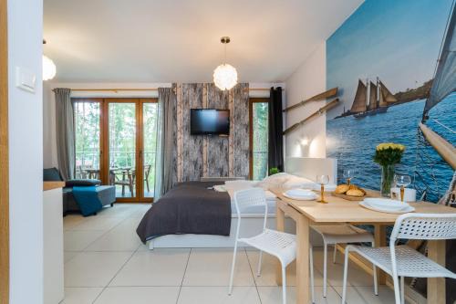 APARTAMENTY MIERZEJA - BALTIC PARK STEGNA, Studio 24m2, 500 m od plaży, Bezpłatny Meleks