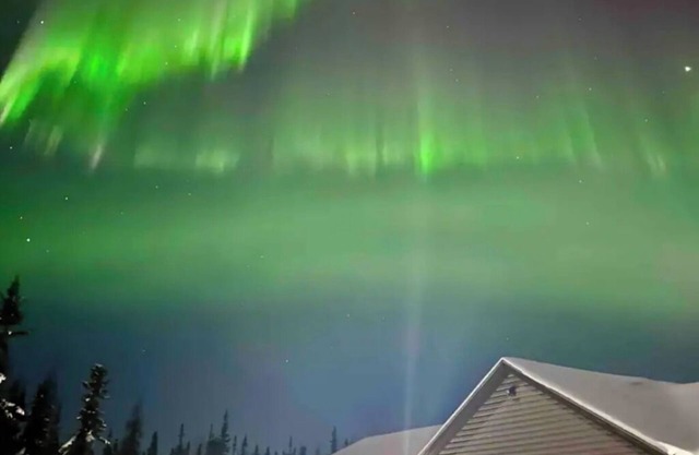 Aurora viewing 3BR/2BA home, plus heated 2 car garage, North Pole, AK.