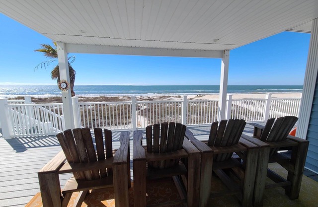Beachfront home with beautiful view of beach and ocean.