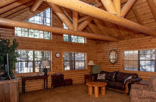 Beautiful Log Cabin on an acre in the tall pines with fenced yard for dogs!