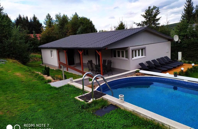 Bungalow with the outdoor pool and fitness equipment