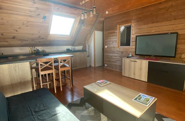 Chalet-style apartment.