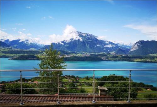Chalet with panoramic views of the mountains of the Oberland and Lake Thun