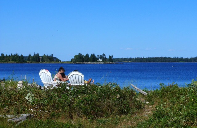 Charming Sapphire Blue Owls Head Waterfront Cottage