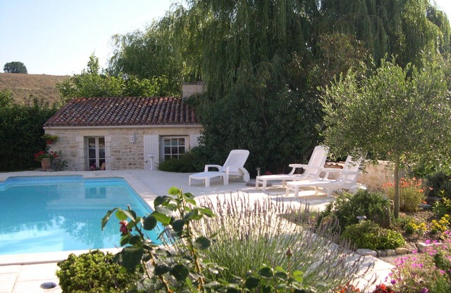 cottage in lush greenery.