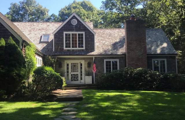 East Hampton village quiet family rental, heated pool, tennis, pets welcome.