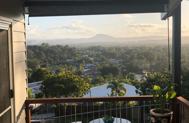 Enjoy own space with a Queen bed, & great views from the deck