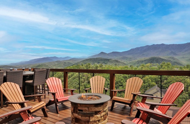 GORGEOUS Luxury Cabin! Staggering VIEWS! Theater! Gaming! HUGE Decks! Fire Pits!