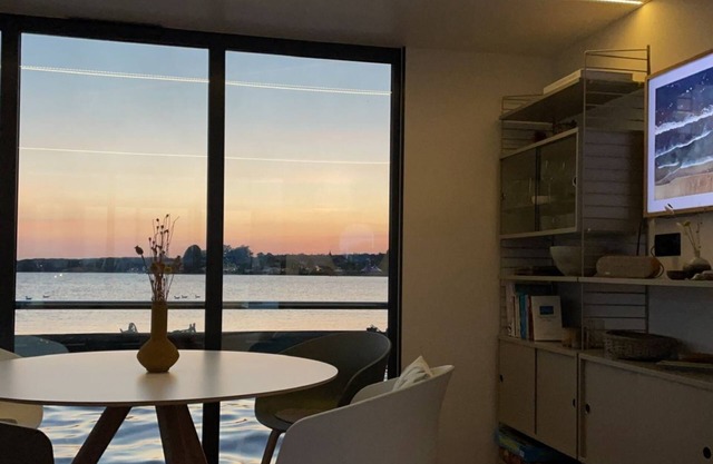 Houseboat Fjord anchorage with bio-sauna and roof terrace in Schleswig