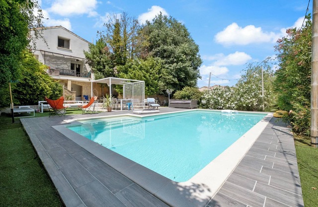 Large family villa with shaded terraces, garden and swimming pool