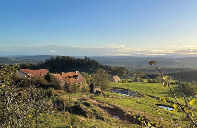 Large, quiet gite with swimming pool and sublime view in the heart of the hills.