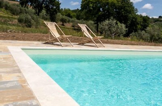 Manor house with private swimming pool surrounded by greenery