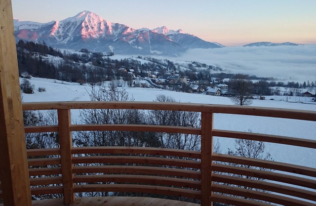 New bioclimatic chalet with south facing view in family resort